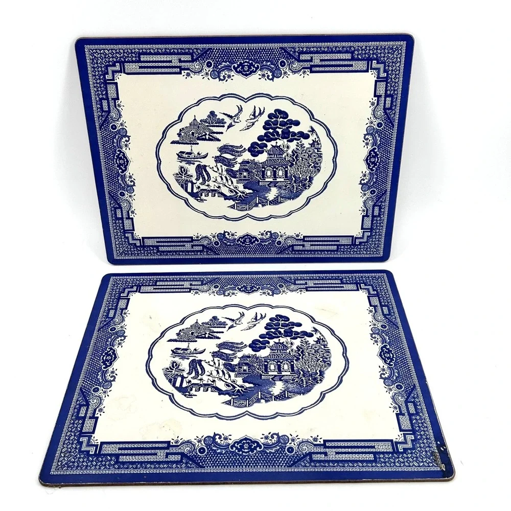 Vrg Manorcraft Blue Willow Cork Backed Placemats Set of 2 Blue White Chinoiserie